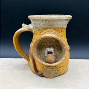 Vintage Wagner Studio Stoneware Ugly Mug Scuba Diver 1970s Handmade Wheel Thrown